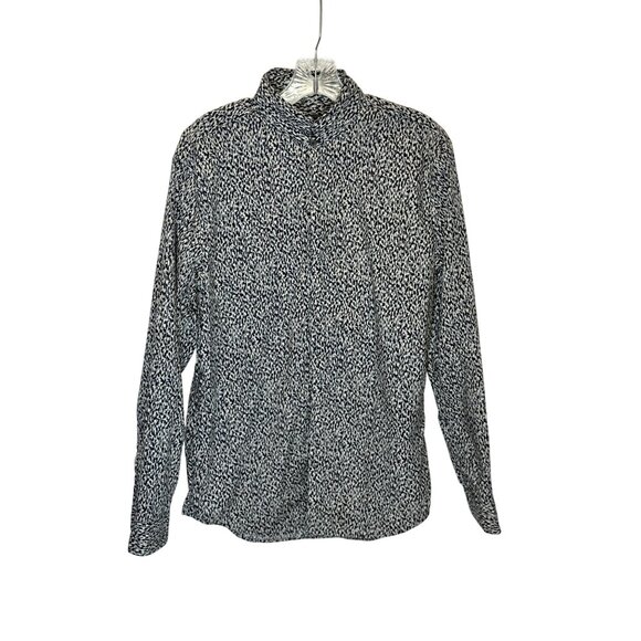John Varvatos Printed Shirt – Black White Micro Pattern Button Front - Size S